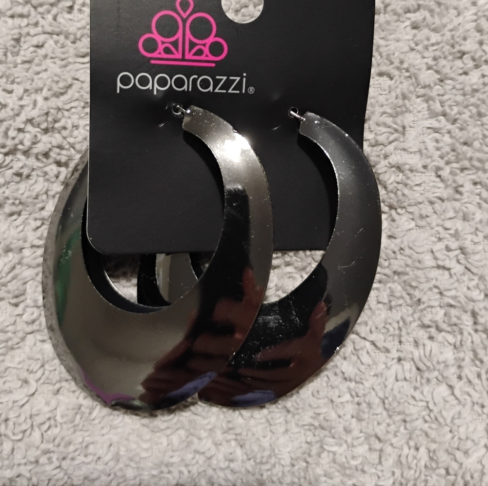 Paparazzi Silver Hoop Earrings Bold Statement Jewelry